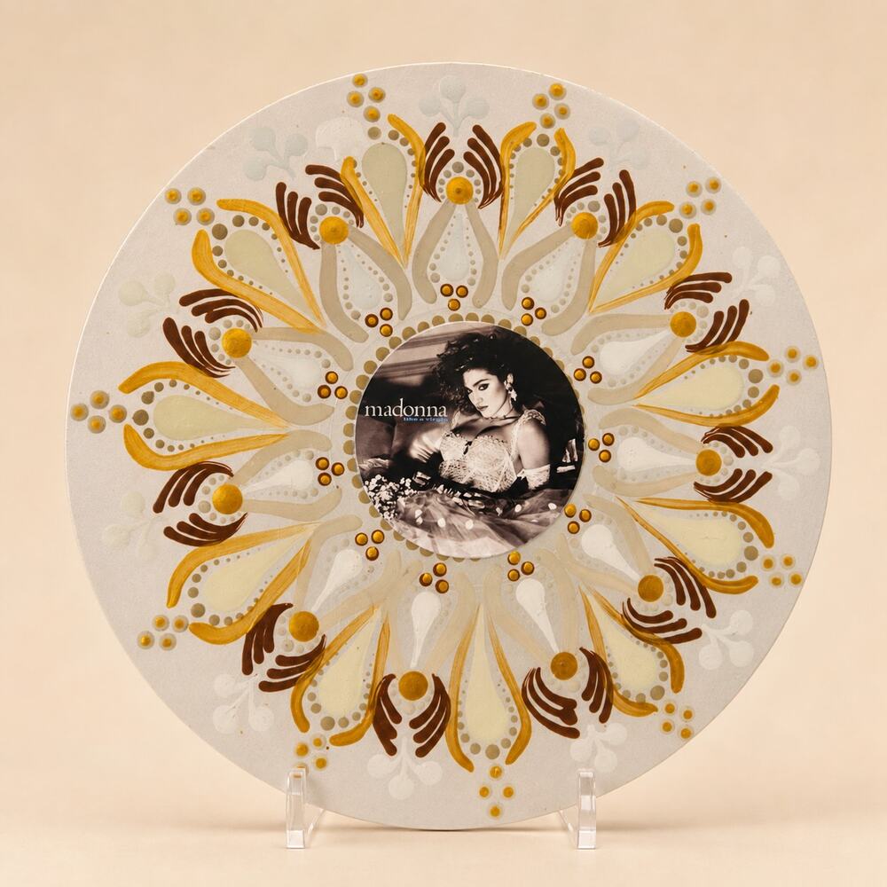 Madonna 10 Inch Album Wall Art Hand Painted Neutral Mandala Decor